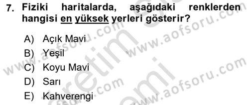 Coğrafi Bilgi Sistemlerine Giriş Dersi 2019 - 2020 Yılı (Vize) Ara Sınav Soruları 7. Soru