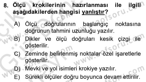 Coğrafi Bilgi Sistemlerine Giriş Dersi 2019 - 2020 Yılı (Vize) Ara Sınav Soruları 8. Soru
