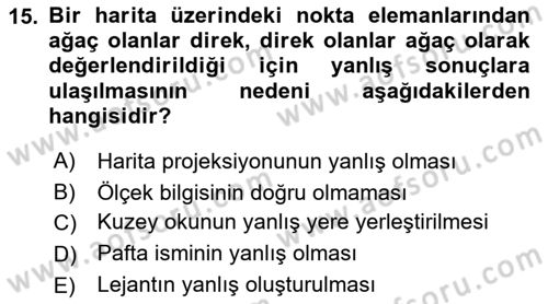 Coğrafi Bilgi Sistemlerine Giriş Dersi 2019 - 2020 Yılı (Final) Dönem Sonu Sınavı 15. Soru