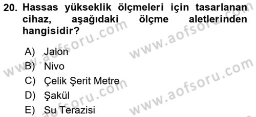 Coğrafi Bilgi Sistemlerine Giriş Dersi 2019 - 2020 Yılı (Final) Dönem Sonu Sınavı 20. Soru