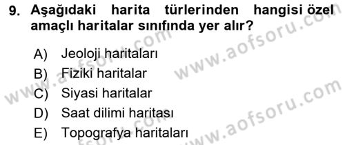 Coğrafi Bilgi Sistemlerine Giriş Dersi 2022 - 2023 Yılı (Vize) Ara Sınav Soruları 9. Soru