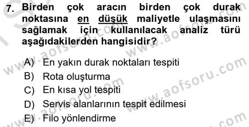 Coğrafi Bilgi Sistemlerine Giriş Dersi 2022 - 2023 Yılı (Final) Dönem Sonu Sınav Soruları 7. Soru
