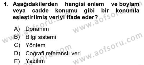 Coğrafi Bilgi Sistemlerine Giriş Dersi 2022 - 2023 Yılı Yaz Okulu Sınav Soruları 1. Soru