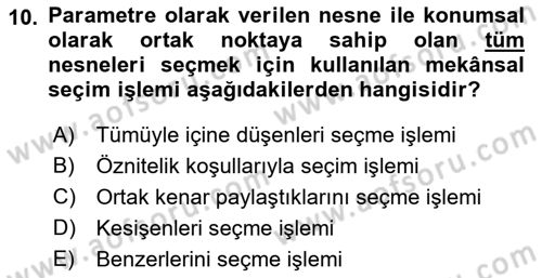 Coğrafi Bilgi Sistemlerine Giriş Dersi 2022 - 2023 Yılı Yaz Okulu Sınav Soruları 10. Soru