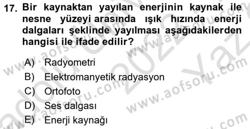 Coğrafi Bilgi Sistemlerine Giriş Dersi 2022 - 2023 Yılı Yaz Okulu Sınav Soruları 17. Soru