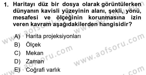 Coğrafi Bilgi Sistemlerine Giriş Dersi 2023 - 2024 Yılı (Vize) Ara Sınav Soruları 1. Soru