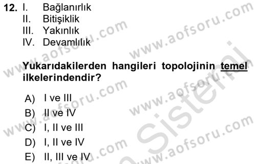 Coğrafi Bilgi Sistemlerine Giriş Dersi 2023 - 2024 Yılı (Vize) Ara Sınav Soruları 12. Soru