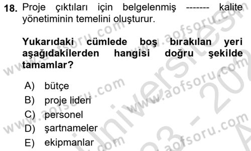 Coğrafi Bilgi Sistemlerine Giriş Dersi 2023 - 2024 Yılı (Vize) Ara Sınav Soruları 18. Soru
