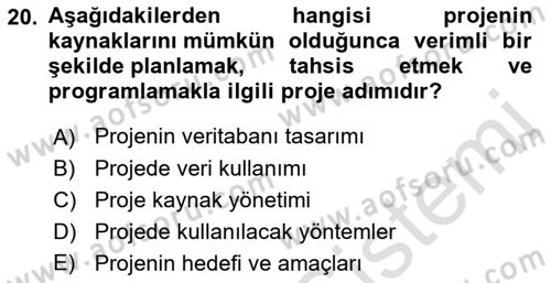 Coğrafi Bilgi Sistemlerine Giriş Dersi 2023 - 2024 Yılı (Vize) Ara Sınav Soruları 20. Soru