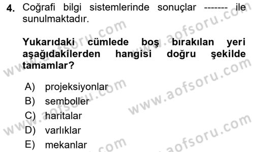Coğrafi Bilgi Sistemlerine Giriş Dersi 2023 - 2024 Yılı (Vize) Ara Sınav Soruları 4. Soru