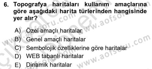 Coğrafi Bilgi Sistemlerine Giriş Dersi 2023 - 2024 Yılı (Vize) Ara Sınav Soruları 6. Soru