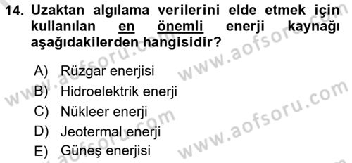 Coğrafi Bilgi Sistemlerine Giriş Dersi 2023 - 2024 Yılı (Final) Dönem Sonu Sınavı 14. Soru