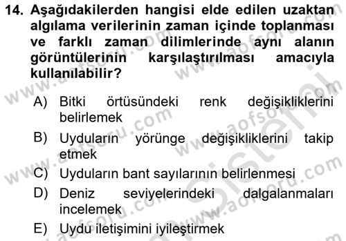 Coğrafi Bilgi Sistemlerine Giriş Dersi 2023 - 2024 Yılı Yaz Okulu Sınav Soruları 14. Soru