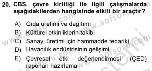 Coğrafi Bilgi Sistemlerine Giriş Dersi 2023 - 2024 Yılı Yaz Okulu Sınav Soruları 20. Soru