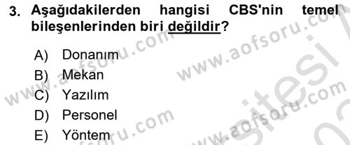 Coğrafi Bilgi Sistemlerine Giriş Dersi 2023 - 2024 Yılı Yaz Okulu Sınav Soruları 3. Soru
