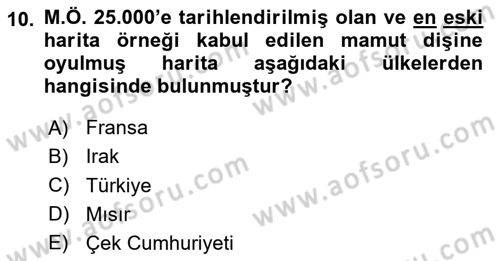 Coğrafi Bilgi Sistemlerine Giriş Dersi 2024 - 2025 Yılı (Vize) Ara Sınav Soruları 10. Soru