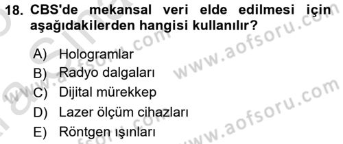 Coğrafi Bilgi Sistemlerine Giriş Dersi 2024 - 2025 Yılı (Vize) Ara Sınav Soruları 18. Soru