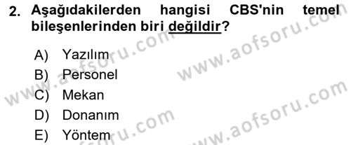 Coğrafi Bilgi Sistemlerine Giriş Dersi 2024 - 2025 Yılı (Vize) Ara Sınav Soruları 2. Soru