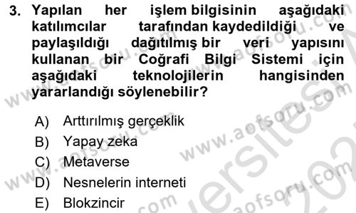 Coğrafi Bilgi Sistemlerine Giriş Dersi 2024 - 2025 Yılı (Vize) Ara Sınav Soruları 3. Soru