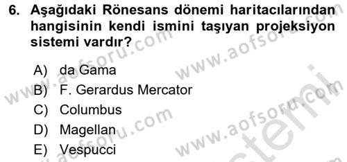 Coğrafi Bilgi Sistemlerine Giriş Dersi 2024 - 2025 Yılı (Vize) Ara Sınav Soruları 6. Soru