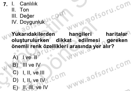 Coğrafi Bilgi Sistemlerine Giriş Dersi 2024 - 2025 Yılı (Vize) Ara Sınav Soruları 7. Soru