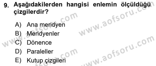 Coğrafi Bilgi Sistemlerine Giriş Dersi 2024 - 2025 Yılı (Vize) Ara Sınav Soruları 9. Soru