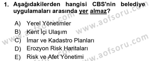 Coğrafi Bilgi Sistemlerine Giriş Dersi 2024 - 2025 Yılı (Final) Dönem Sonu Sınav Soruları 1. Soru