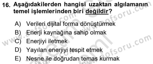 Coğrafi Bilgi Sistemlerine Giriş Dersi 2024 - 2025 Yılı (Final) Dönem Sonu Sınav Soruları 16. Soru