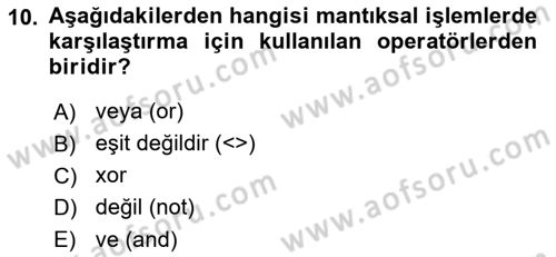 Coğrafi Bilgi Sistemlerine Giriş Dersi 2024 - 2025 Yılı Yaz Okulu Sınav Soruları 10. Soru