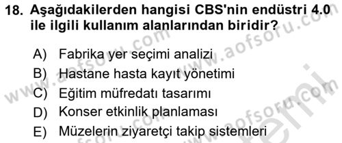Coğrafi Bilgi Sistemlerine Giriş Dersi 2024 - 2025 Yılı Yaz Okulu Sınav Soruları 18. Soru