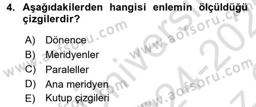 Coğrafi Bilgi Sistemlerine Giriş Dersi 2024 - 2025 Yılı Yaz Okulu Sınav Soruları 4. Soru