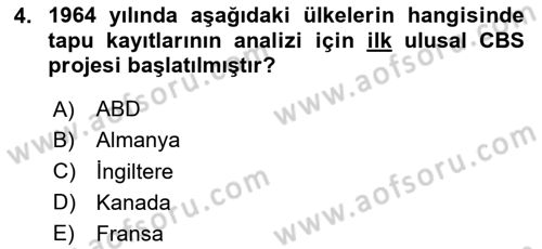 Coğrafi Bilgi Sistemlerine Giriş Dersi 2025 - 2026 Yılı (Vize) Ara Sınav Soruları 4. Soru