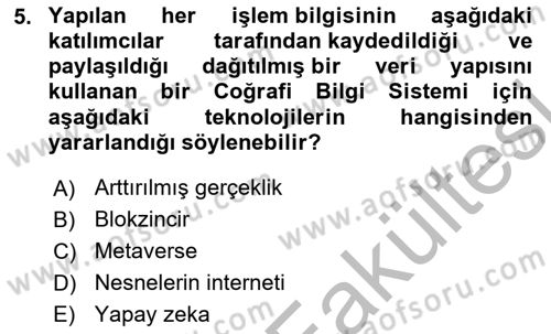 Coğrafi Bilgi Sistemlerine Giriş Dersi 2025 - 2026 Yılı (Vize) Ara Sınav Soruları 5. Soru