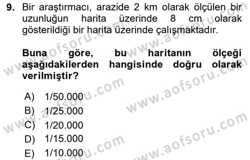Coğrafi Bilgi Sistemlerine Giriş Dersi 2025 - 2026 Yılı (Vize) Ara Sınav Soruları 9. Soru
