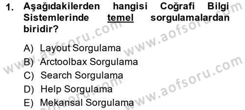 Coğrafi Bilgi Sistemleri Dersi 2013 - 2014 Yılı (Vize) Ara Sınav Soruları 1. Soru