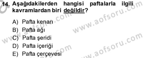 Coğrafi Bilgi Sistemleri Dersi 2013 - 2014 Yılı (Vize) Ara Sınav Soruları 14. Soru