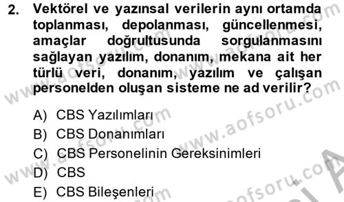 Coğrafi Bilgi Sistemleri Dersi 2013 - 2014 Yılı (Vize) Ara Sınav Soruları 2. Soru