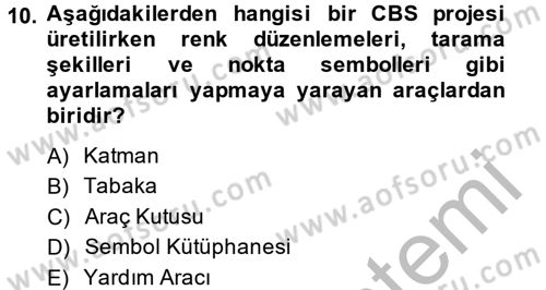 Coğrafi Bilgi Sistemleri Dersi 2013 - 2014 Yılı (Final) Dönem Sonu Sınav Soruları 10. Soru