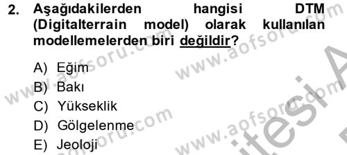 Coğrafi Bilgi Sistemleri Dersi 2013 - 2014 Yılı (Final) Dönem Sonu Sınav Soruları 2. Soru