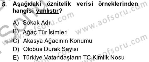 Coğrafi Bilgi Sistemleri Dersi 2013 - 2014 Yılı (Final) Dönem Sonu Sınav Soruları 5. Soru