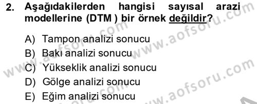 Coğrafi Bilgi Sistemleri Dersi 2014 - 2015 Yılı (Vize) Ara Sınav Soruları 2. Soru
