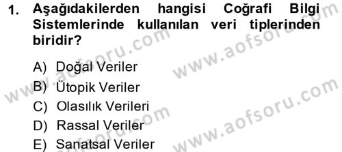 Coğrafi Bilgi Sistemleri Dersi 2014 - 2015 Yılı (Final) Dönem Sonu Sınav Soruları 1. Soru