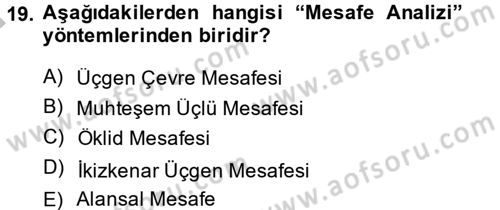 Coğrafi Bilgi Sistemleri Dersi 2014 - 2015 Yılı (Final) Dönem Sonu Sınav Soruları 19. Soru