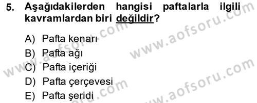 Coğrafi Bilgi Sistemleri Dersi 2014 - 2015 Yılı (Final) Dönem Sonu Sınav Soruları 5. Soru