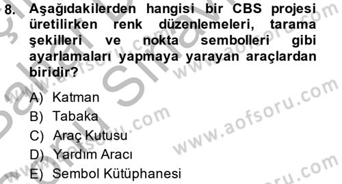 Coğrafi Bilgi Sistemleri Dersi 2014 - 2015 Yılı (Final) Dönem Sonu Sınav Soruları 8. Soru