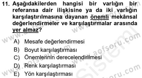 Coğrafi Bilgi Sistemleri Dersi 2015 - 2016 Yılı (Vize) Ara Sınav Soruları 11. Soru