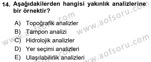 Coğrafi Bilgi Sistemleri Dersi 2015 - 2016 Yılı (Vize) Ara Sınav Soruları 14. Soru