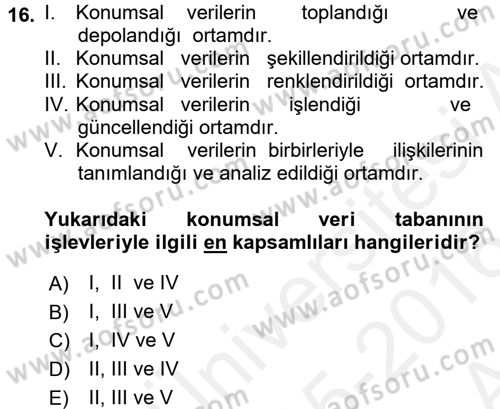 Coğrafi Bilgi Sistemleri Dersi 2015 - 2016 Yılı (Vize) Ara Sınav Soruları 16. Soru