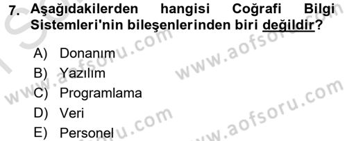 Coğrafi Bilgi Sistemleri Dersi 2015 - 2016 Yılı (Final) Dönem Sonu Sınav Soruları 7. Soru