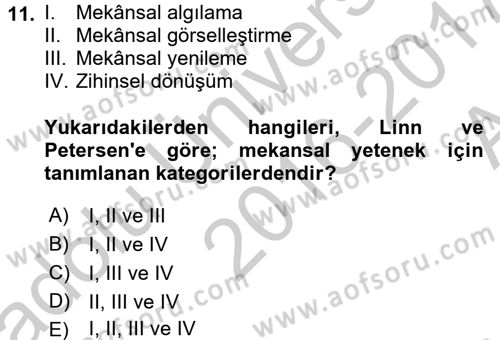 Coğrafi Bilgi Sistemleri Dersi 2016 - 2017 Yılı (Vize) Ara Sınav Soruları 11. Soru